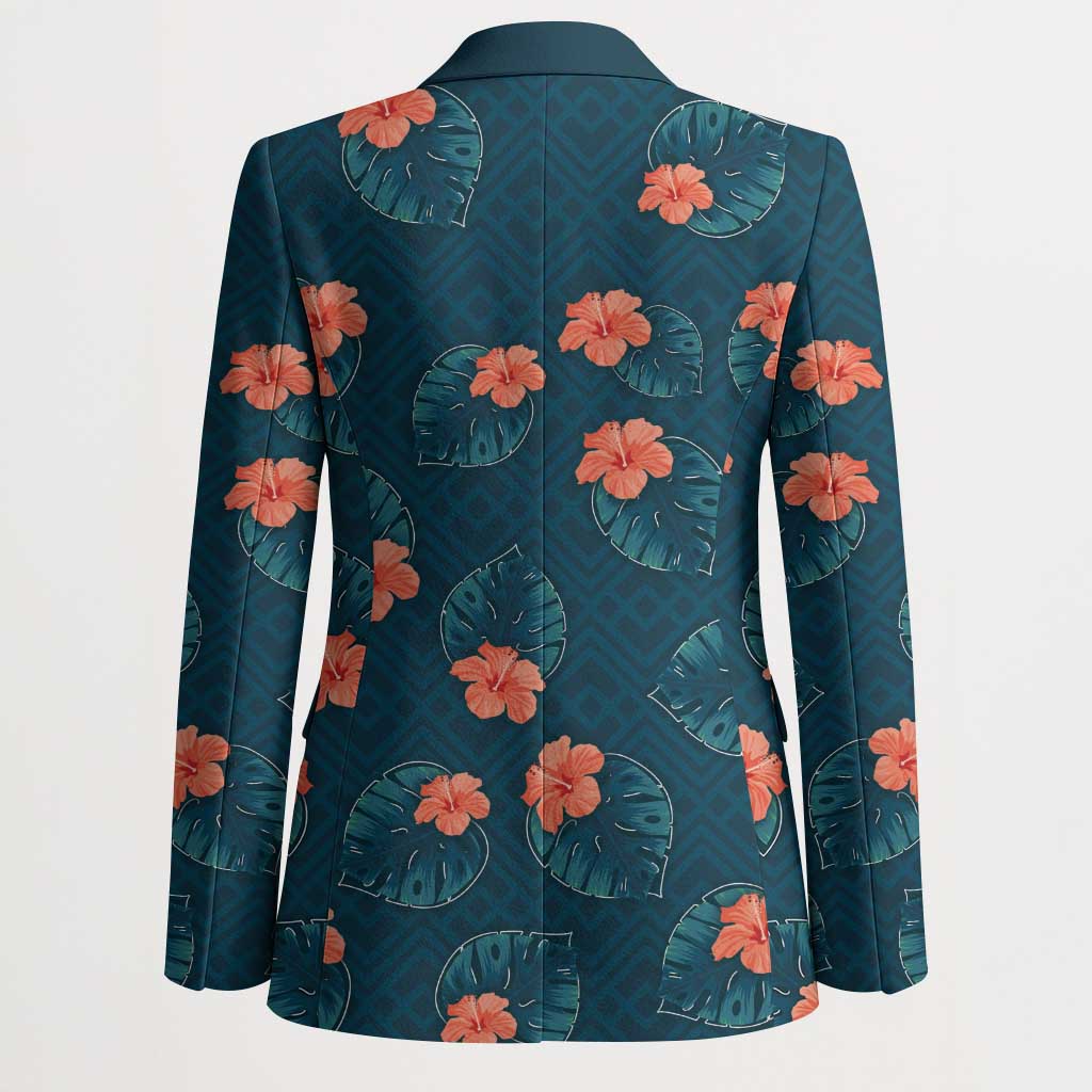 Hawaii Monstera Blazer Hibiscus Flowers Simple Style - Polynesian Pride