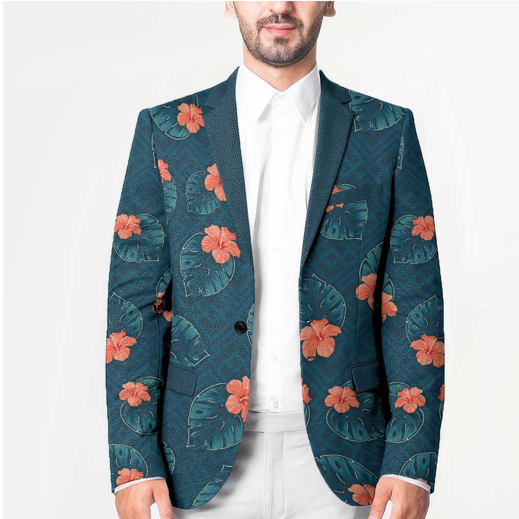 Hawaii Monstera Blazer Hibiscus Flowers Simple Style - Polynesian Pride