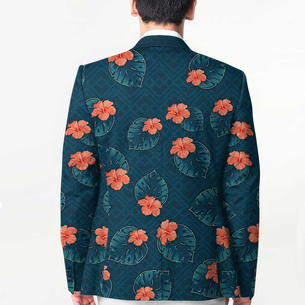 Hawaii Monstera Blazer Hibiscus Flowers Simple Style - Polynesian Pride