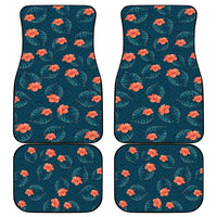 Hawaii Monstera Car Mats Hibiscus Flowers Simple Style - Polynesian Pride
