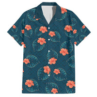 Hawaii Monstera Family Matching Off Shoulder Maxi Dress and Hawaiian Shirt Hibiscus Flowers Simple Style - Polynesian Pride