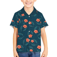 Hawaii Monstera Family Matching Puletasi and Hawaiian Shirt Hibiscus Flowers Simple Style - Polynesian Pride