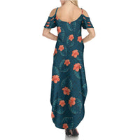 Hawaii Monstera Family Matching Summer Maxi Dress and Hawaiian Shirt Hibiscus Flowers Simple Style - Polynesian Pride