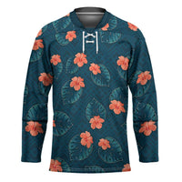 Hawaii Monstera Hockey Jersey Hibiscus Flowers Simple Style - Polynesian Pride