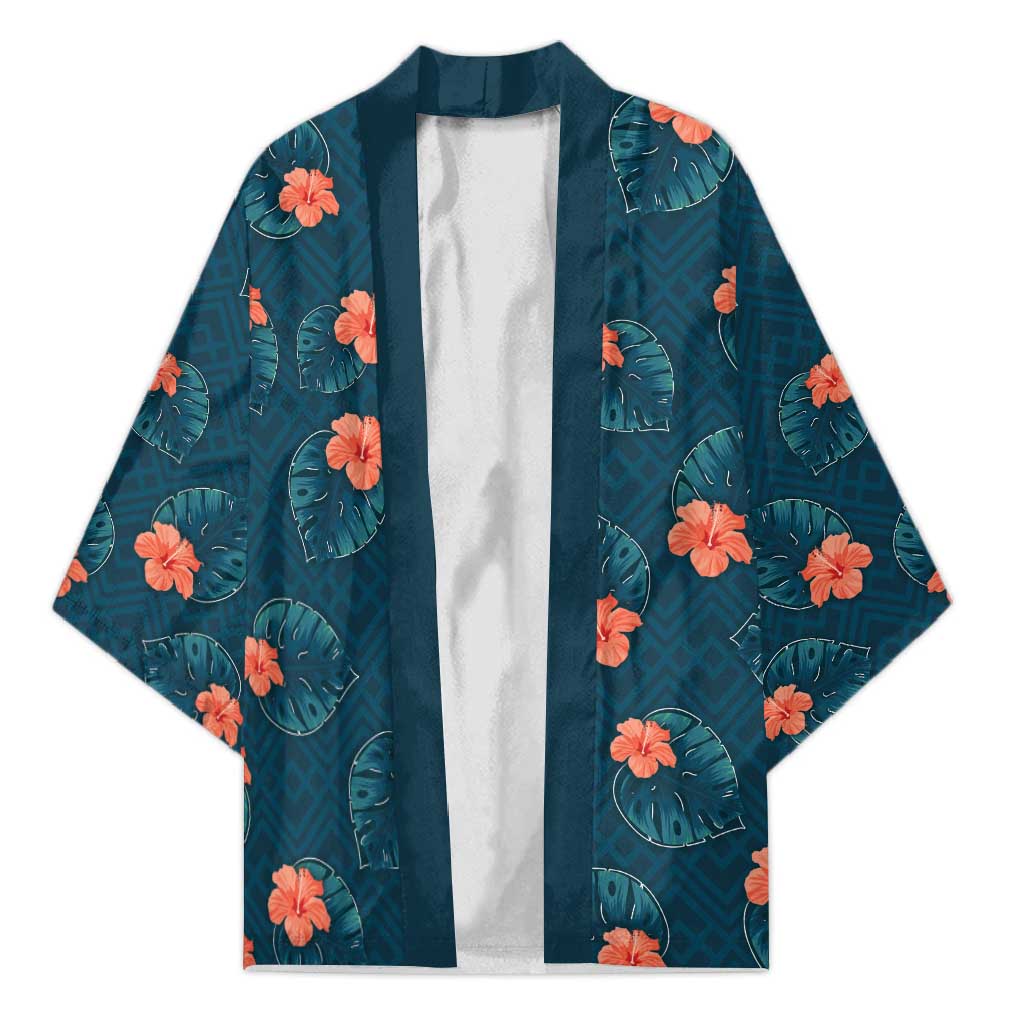 Hawaii Monstera Kimono Hibiscus Flowers Simple Style - Polynesian Pride