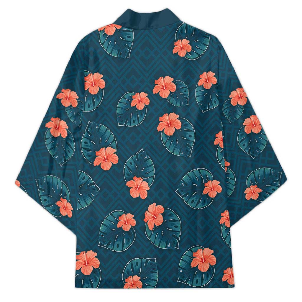 Hawaii Monstera Kimono Hibiscus Flowers Simple Style - Polynesian Pride