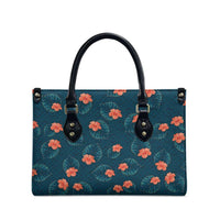 Hawaii Monstera Leather Bag Hibiscus Flowers Simple Style - Polynesian Pride