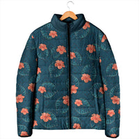 Hawaii Monstera Padded Jacket Hibiscus Flowers Simple Style - Polynesian Pride