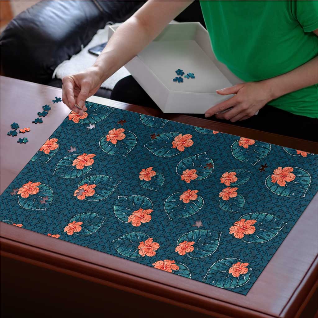 Hawaii Monstera Puzzle Hibiscus Flowers Simple Style - Polynesian Pride