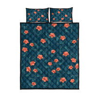 Hawaii Monstera Quilt Bed Set Hibiscus Flowers Simple Style - Polynesian Pride