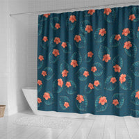 Hawaii Monstera Shower Curtain Hibiscus Flowers Simple Style - Polynesian Pride