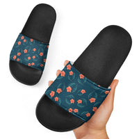 Hawaii Monstera Slide Sandals Hibiscus Flowers Simple Style - Polynesian Pride