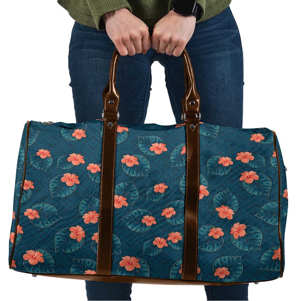 Hawaii Monstera Travel Bag Hibiscus Flowers Simple Style - Polynesian Pride