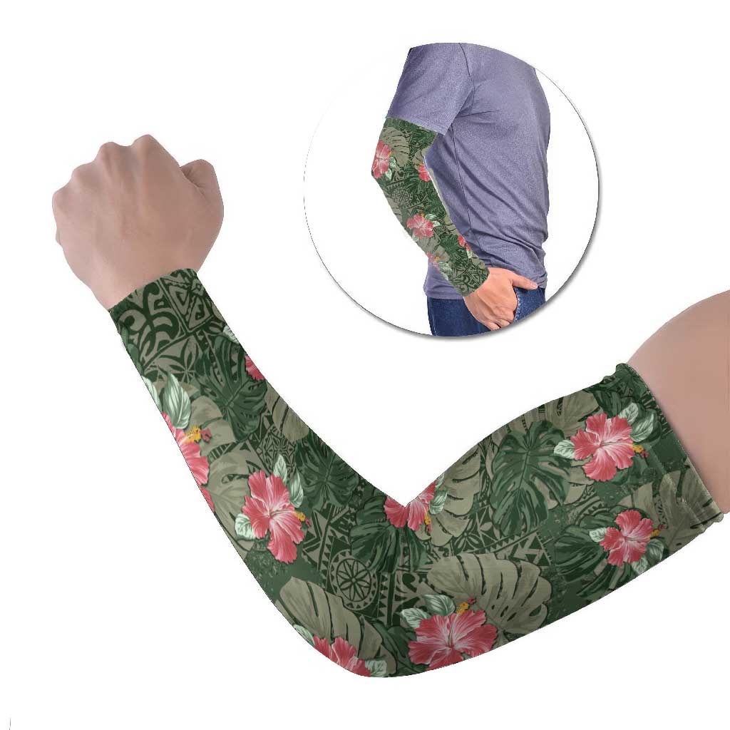 Hawaii Arm Sleeves Green Polynesian Monstera Patterns DT05 Set of 2 Green - Polynesian Pride