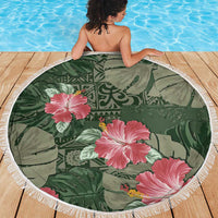 Hawaii Beach Blanket Green Polynesian Monstera Patterns DT05 - Polynesian Pride