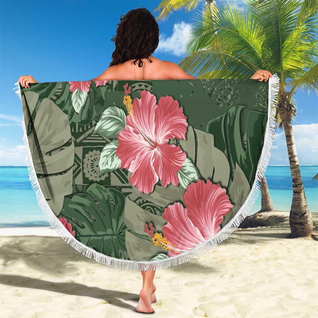 Hawaii Beach Blanket Green Polynesian Monstera Patterns DT05 - Polynesian Pride