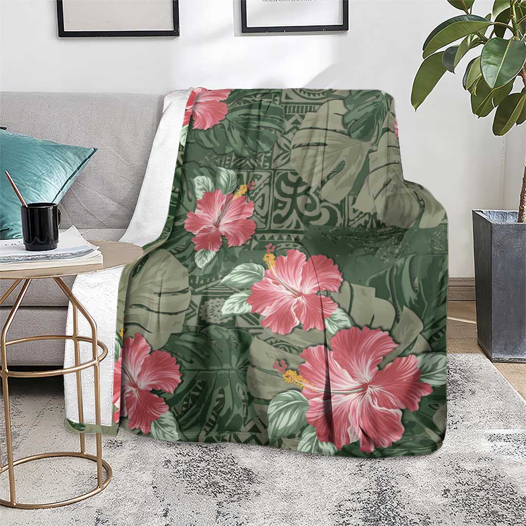 Hawaii Blanket Green Polynesian Monstera Patterns - Polynesian Pride