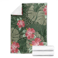 Hawaii Blanket Green Polynesian Monstera Patterns - Polynesian Pride
