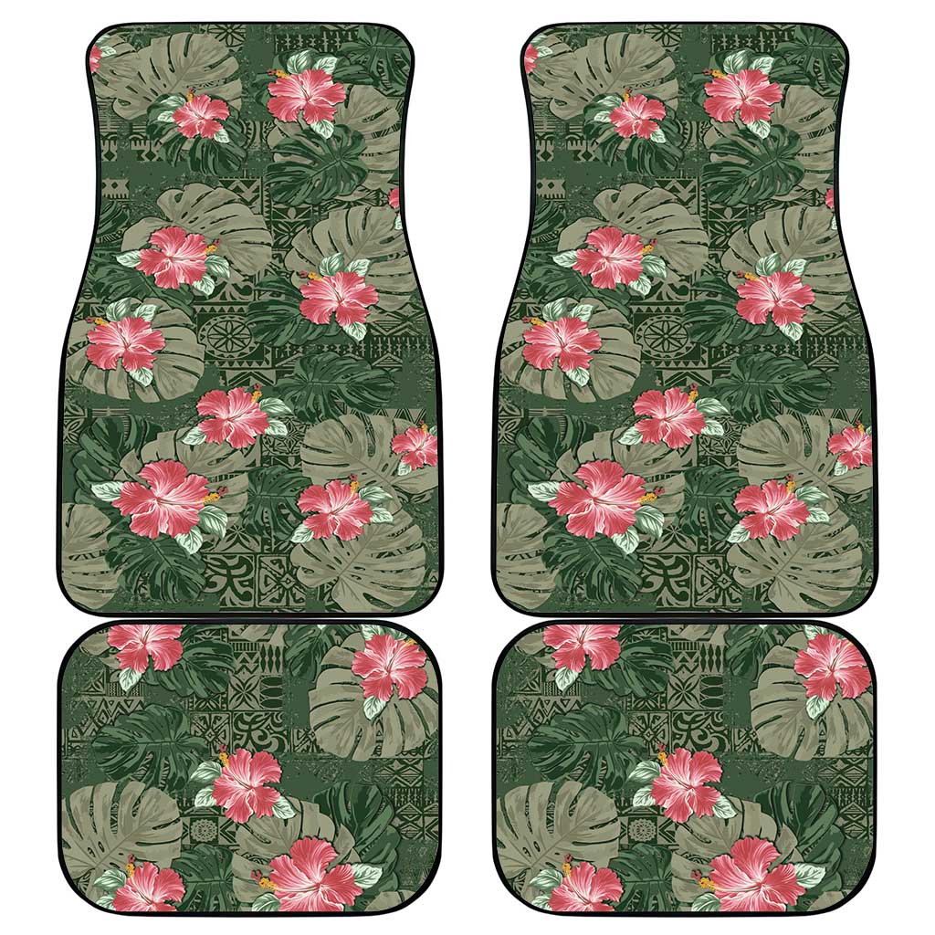 Hawaii Car Mats Green Polynesian Monstera Patterns - Polynesian Pride