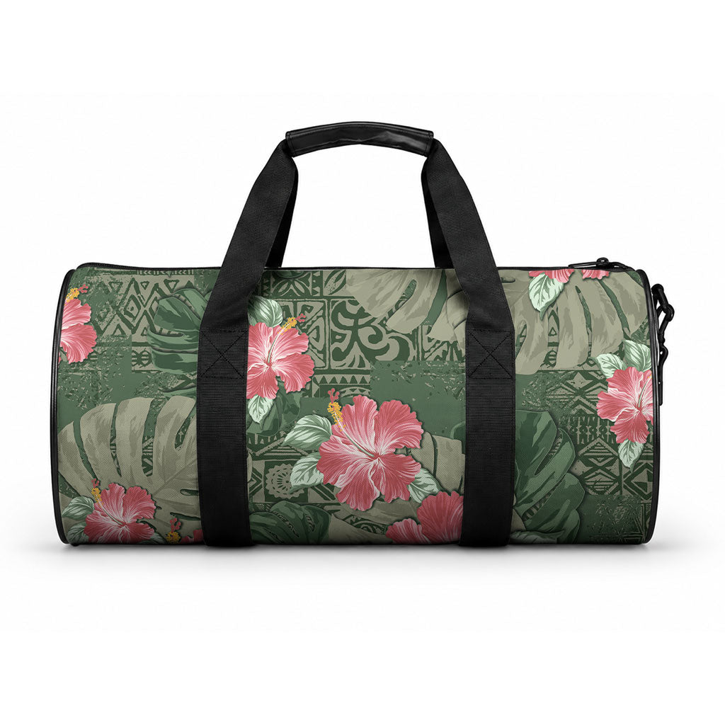 Hawaii Duffle Bag Green Polynesian Monstera Patterns