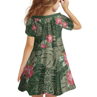 Hawaii Family Matching Summer Maxi Dress and Hawaiian Shirt Green Polynesian Monstera Patterns - Polynesian Pride