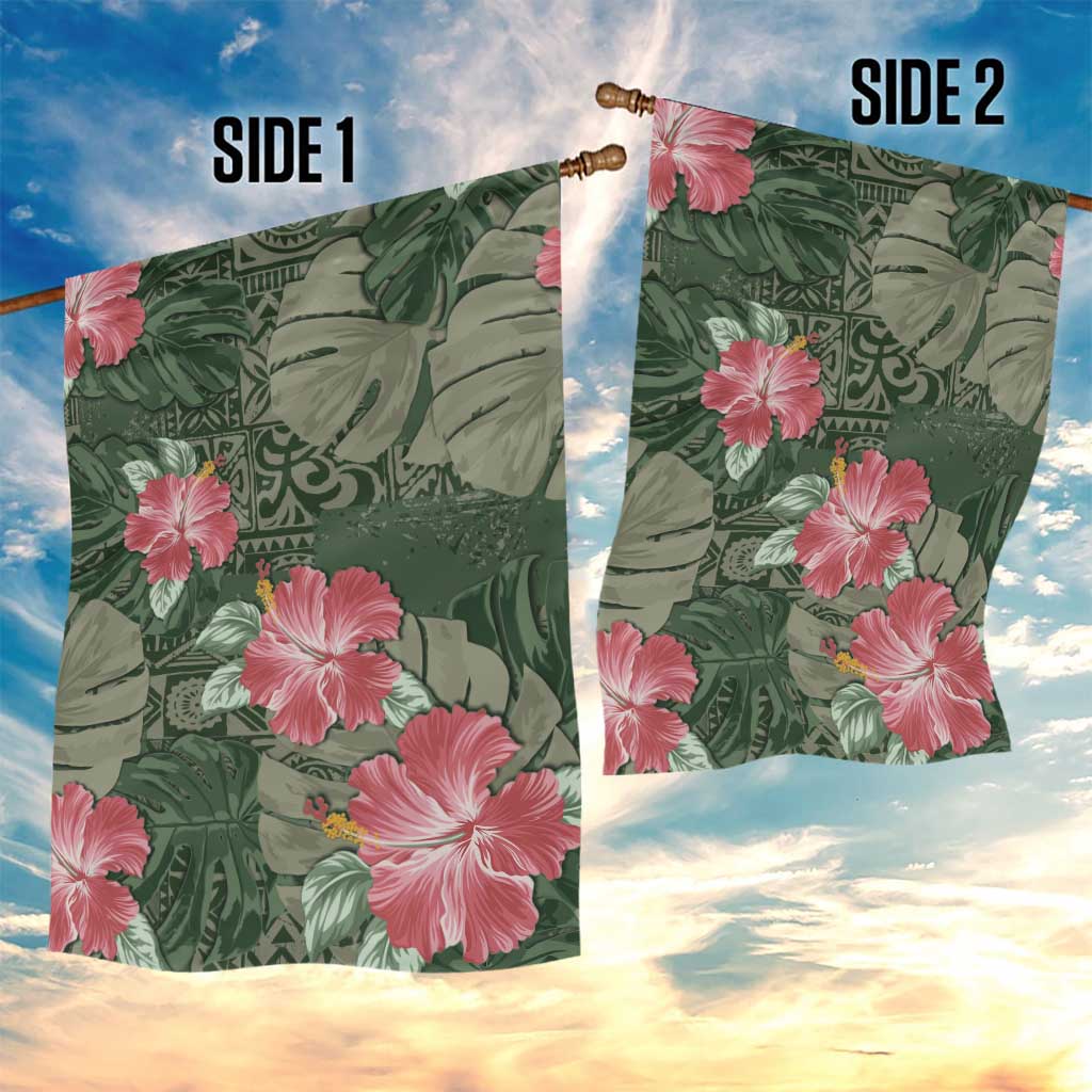 Hawaii Garden Flag Green Polynesian Monstera Patterns - Polynesian Pride