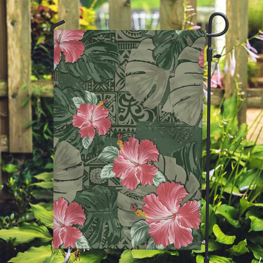 Hawaii Garden Flag Green Polynesian Monstera Patterns - Polynesian Pride