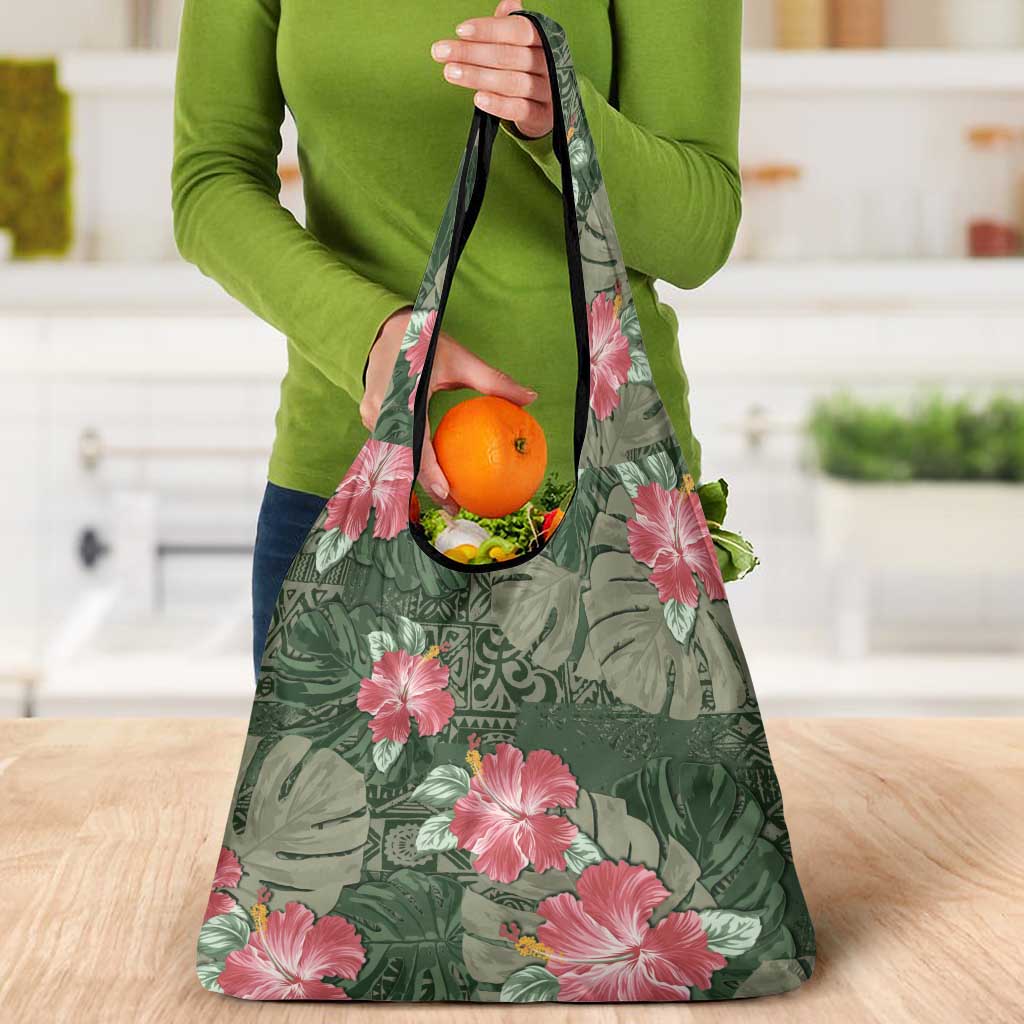 Hawaii Grocery Bag Green Polynesian Monstera Patterns DT05 - Polynesian Pride