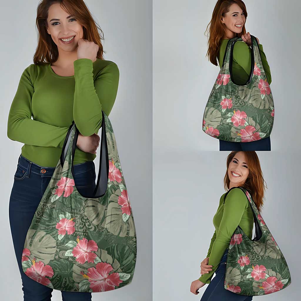 Hawaii Grocery Bag Green Polynesian Monstera Patterns DT05 - Polynesian Pride