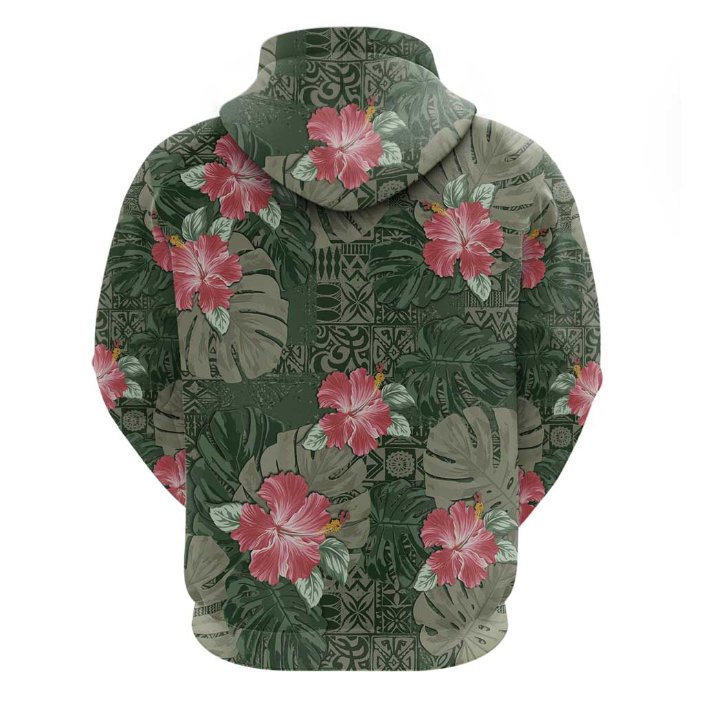 Hawaii Hoodie Green Polynesian Monstera Patterns - Polynesian Pride