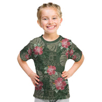 Hawaii Kid T Shirt Green Polynesian Monstera Patterns - Polynesian Pride