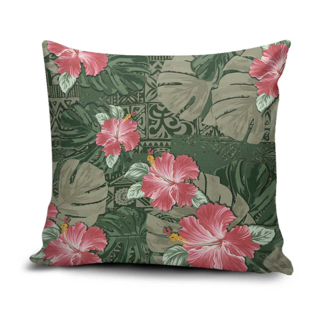 Hawaii Pillow Cover Green Polynesian Monstera Patterns - Polynesian Pride