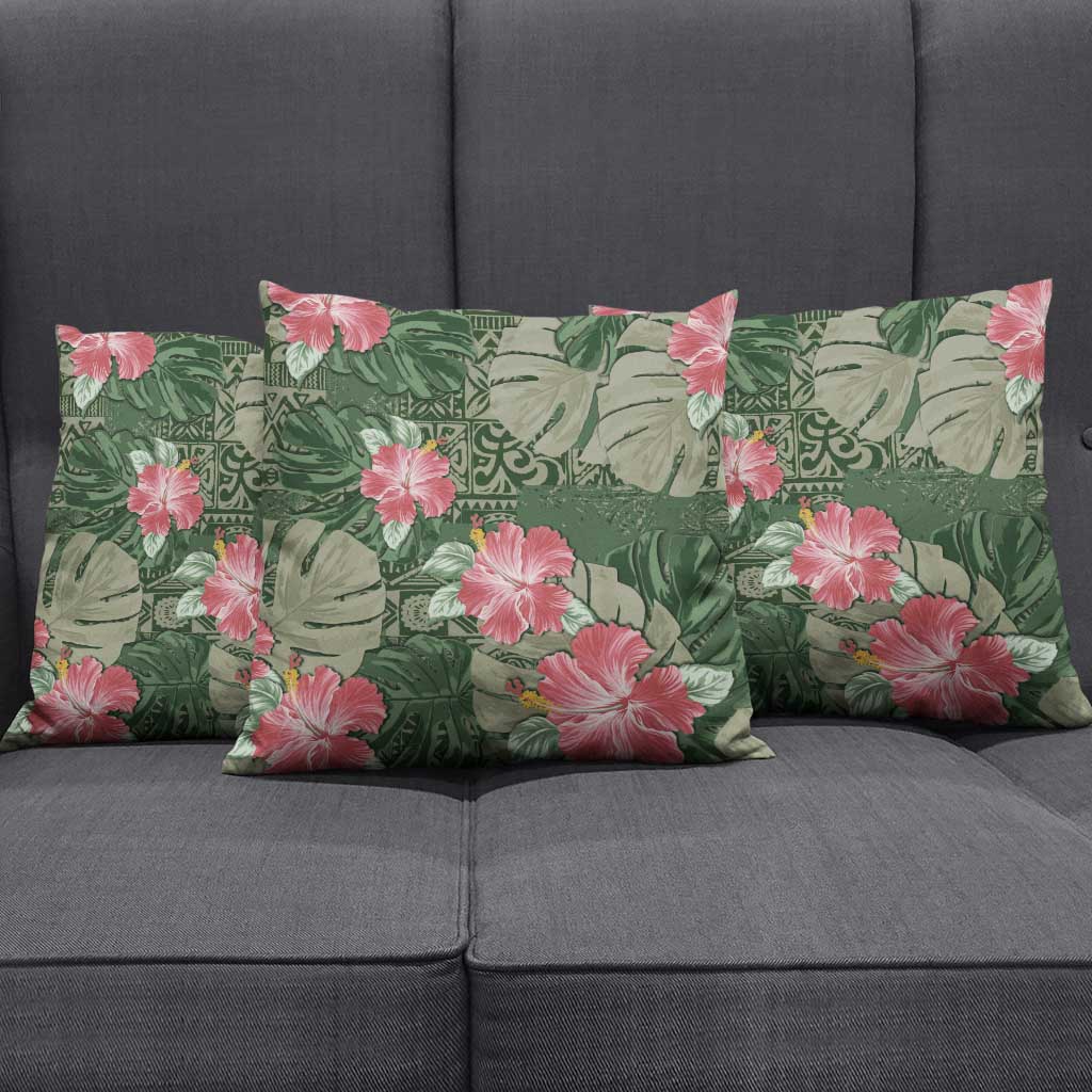 Hawaii Pillow Cover Green Polynesian Monstera Patterns - Polynesian Pride