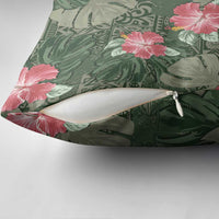 Hawaii Pillow Cover Green Polynesian Monstera Patterns - Polynesian Pride