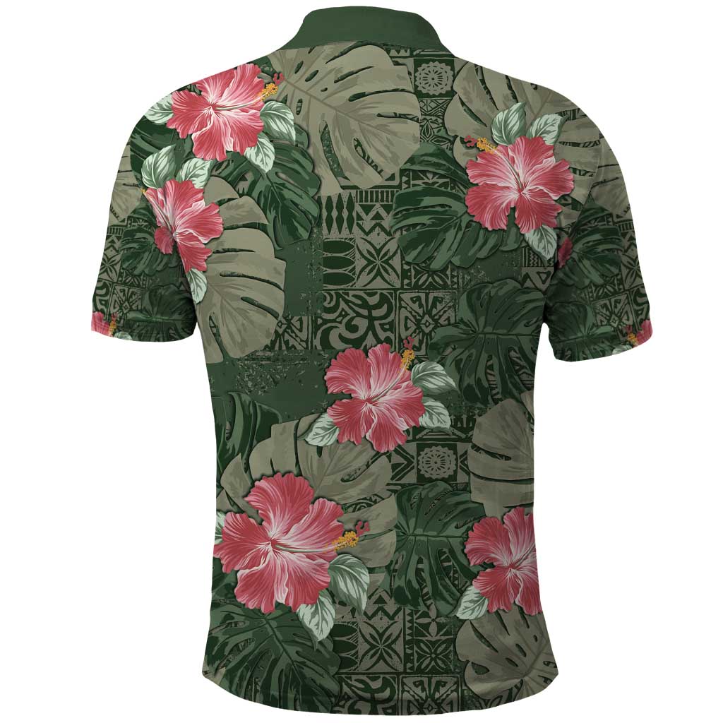 Hawaii Polo Shirt Green Polynesian Monstera Patterns - Polynesian Pride