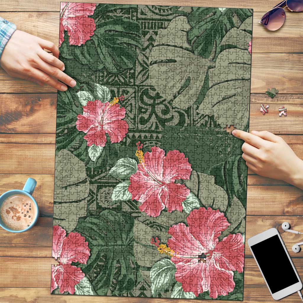 Hawaii Puzzle Green Polynesian Monstera Patterns DT05 Green - Polynesian Pride