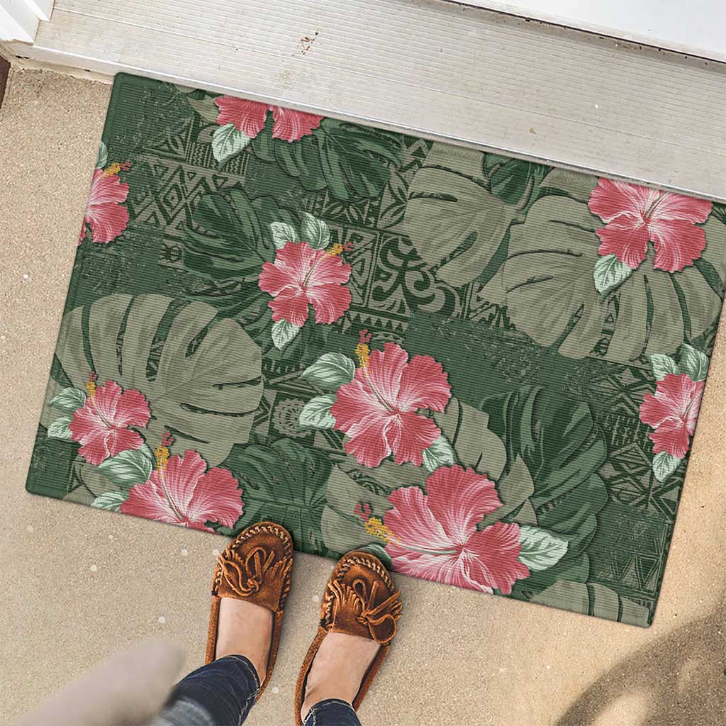 Hawaii Rubber Doormat Green Polynesian Monstera Patterns DT05 - Polynesian Pride