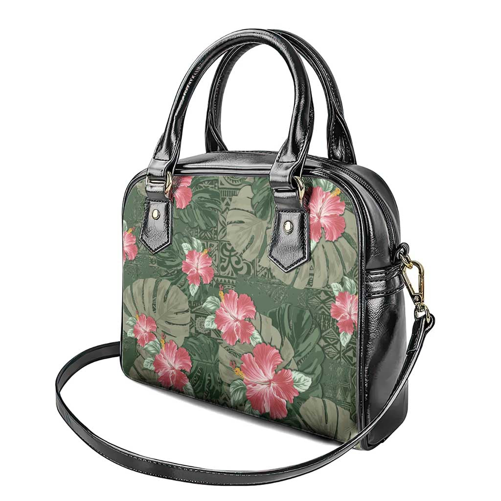 Hawaii Shoulder Handbag Green Polynesian Monstera Patterns - Polynesian Pride