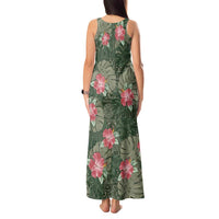 Hawaii Tank Maxi Dress Green Polynesian Monstera Patterns - Polynesian Pride