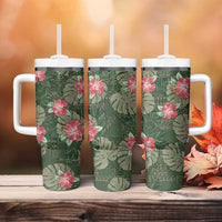 Hawaii Tumbler With Handle Green Polynesian Monstera Patterns - Polynesian Pride