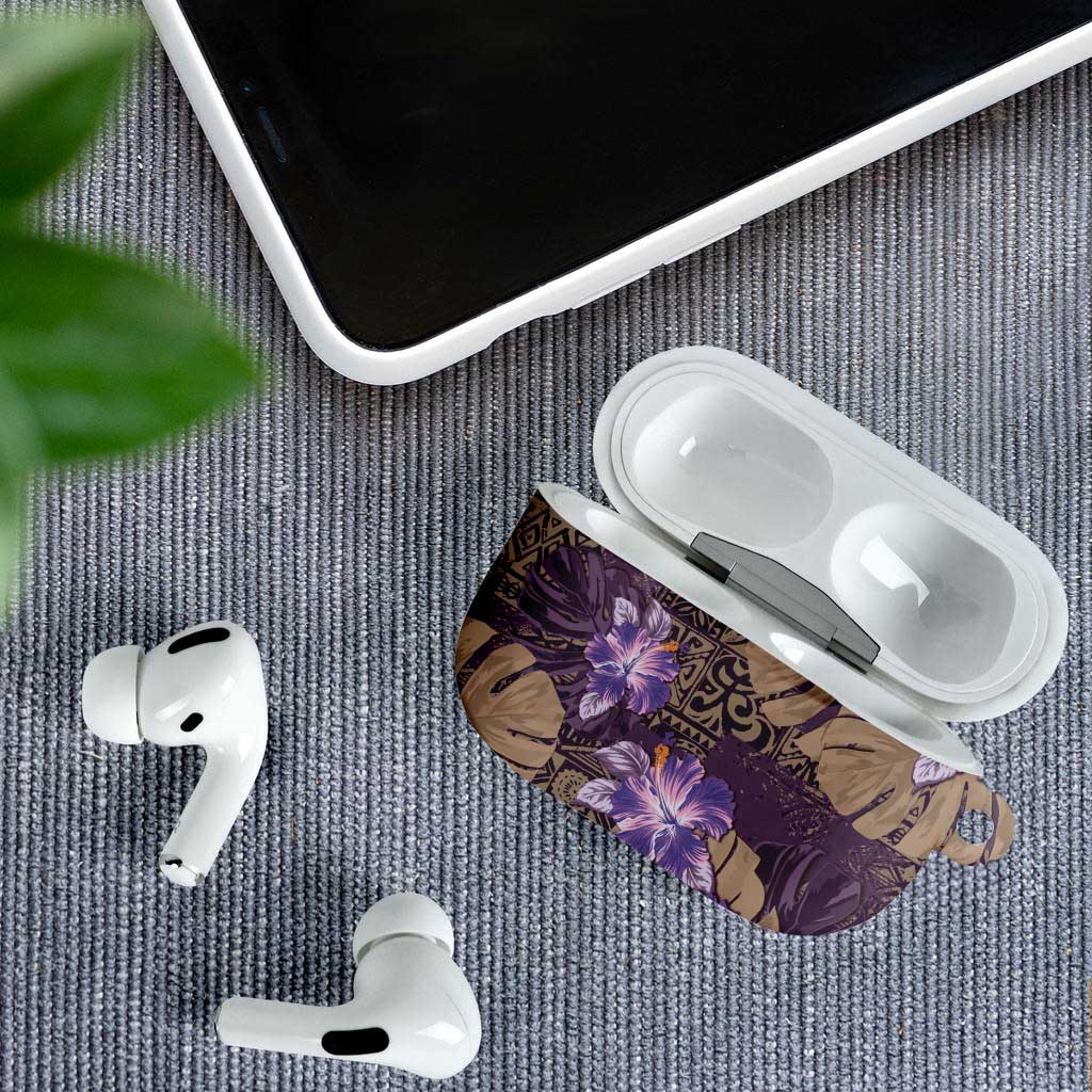 Hawaii AirPods Case Purple Polynesian Monstera Patterns - Polynesian Pride