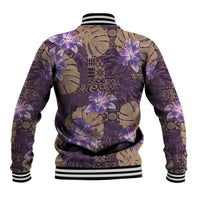 Hawaii Baseball Jacket Purple Polynesian Monstera Patterns DT05 - Polynesian Pride