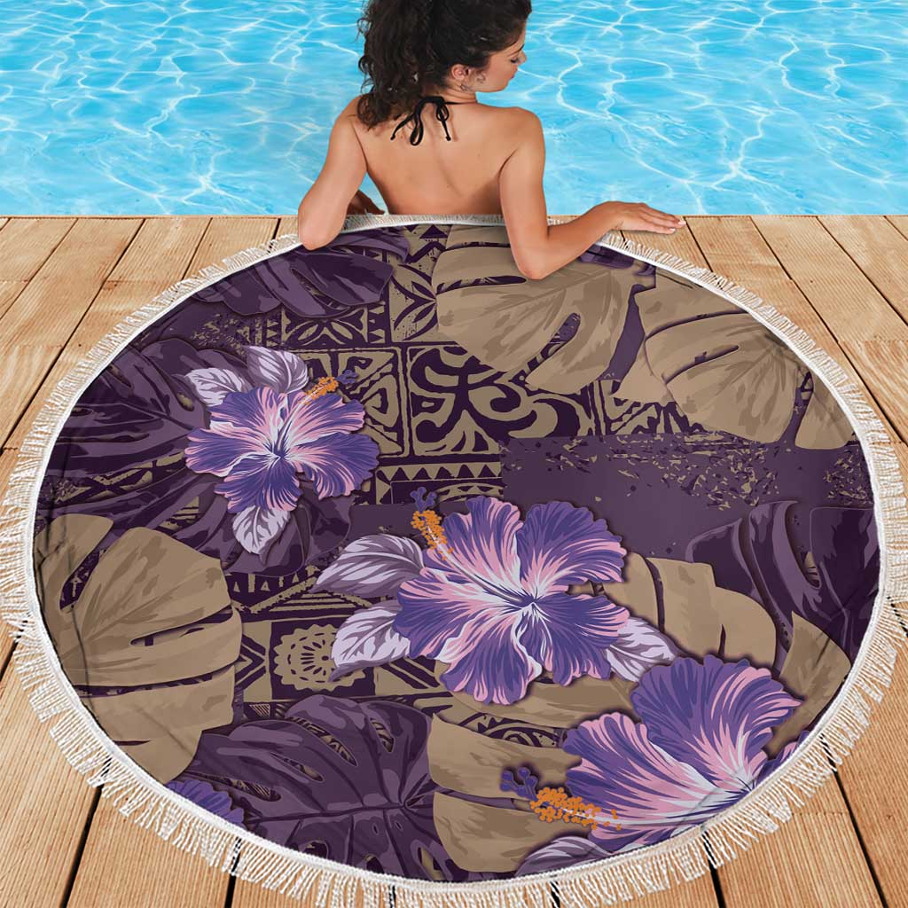 Hawaii Beach Blanket Purple Polynesian Monstera Patterns DT05 - Polynesian Pride