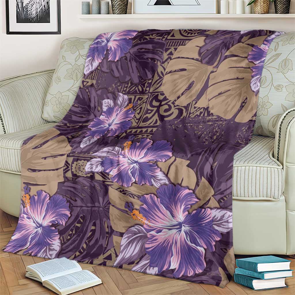 Hawaii Blanket Purple Polynesian Monstera Patterns - Polynesian Pride
