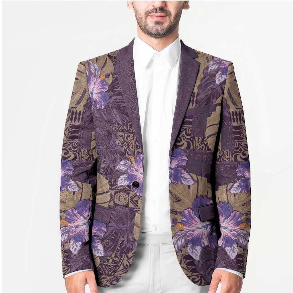Hawaii Blazer Purple Polynesian Monstera Patterns - Polynesian Pride
