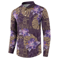 Hawaii Button Sweatshirt Purple Polynesian Monstera Patterns DT05 - Polynesian Pride