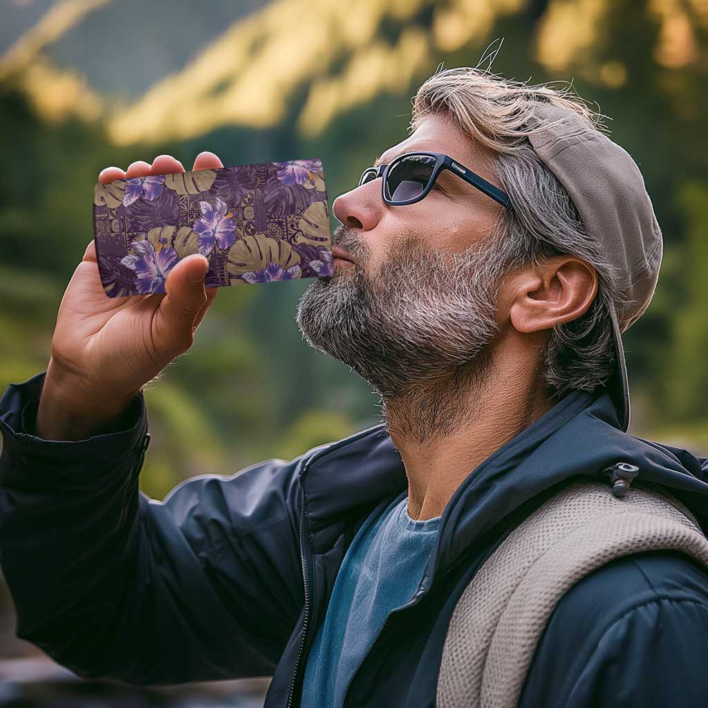 Hawaii 4 in 1 Can Cooler Tumbler Purple Polynesian Monstera Patterns - Polynesian Pride