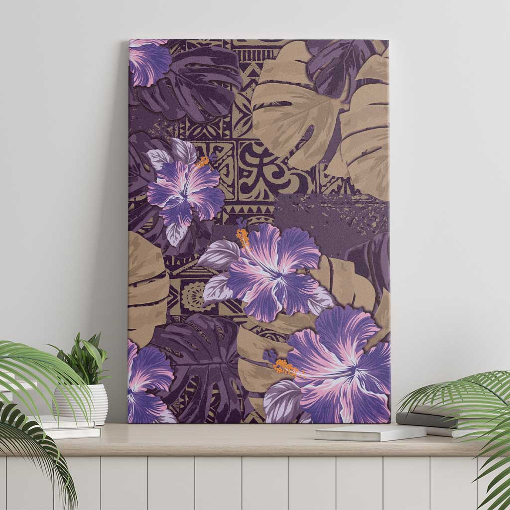 Hawaii Canvas Wall Art Purple Polynesian Monstera Patterns DT05 - Polynesian Pride