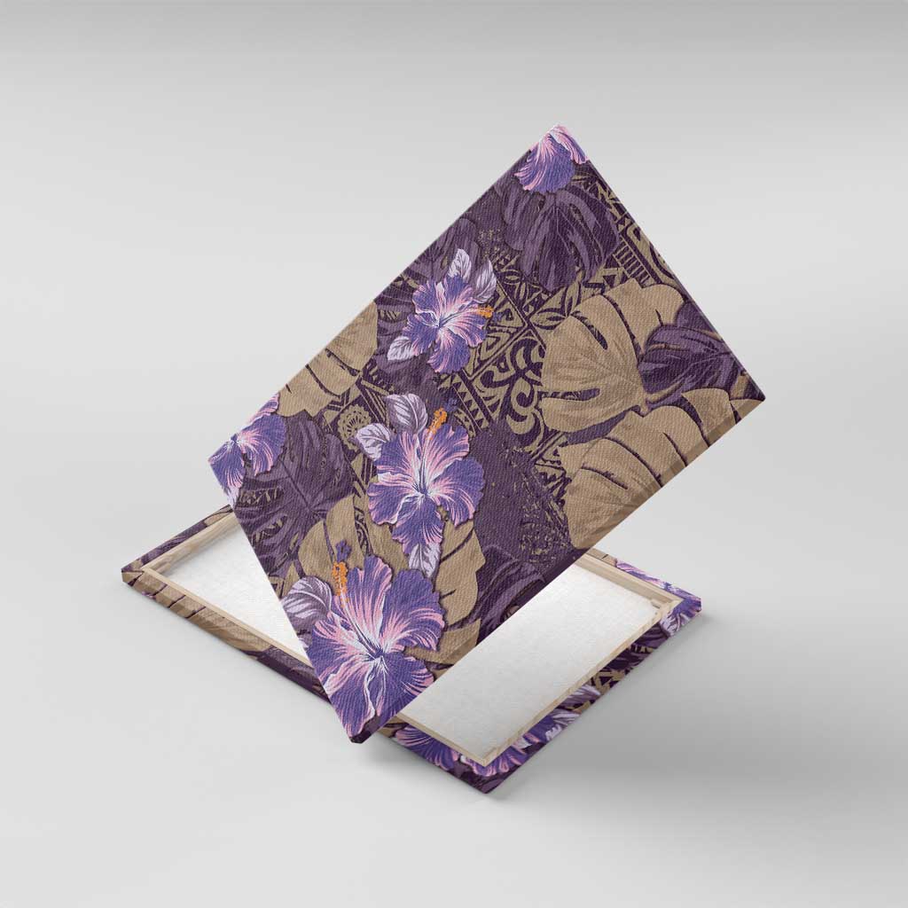 Hawaii Canvas Wall Art Purple Polynesian Monstera Patterns DT05 With Frame Purple - Polynesian Pride