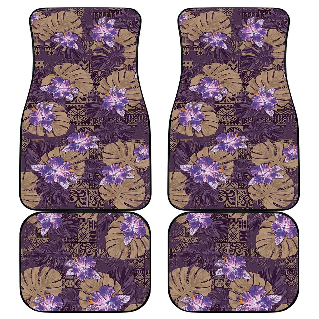 Hawaii Car Mats Purple Polynesian Monstera Patterns - Polynesian Pride